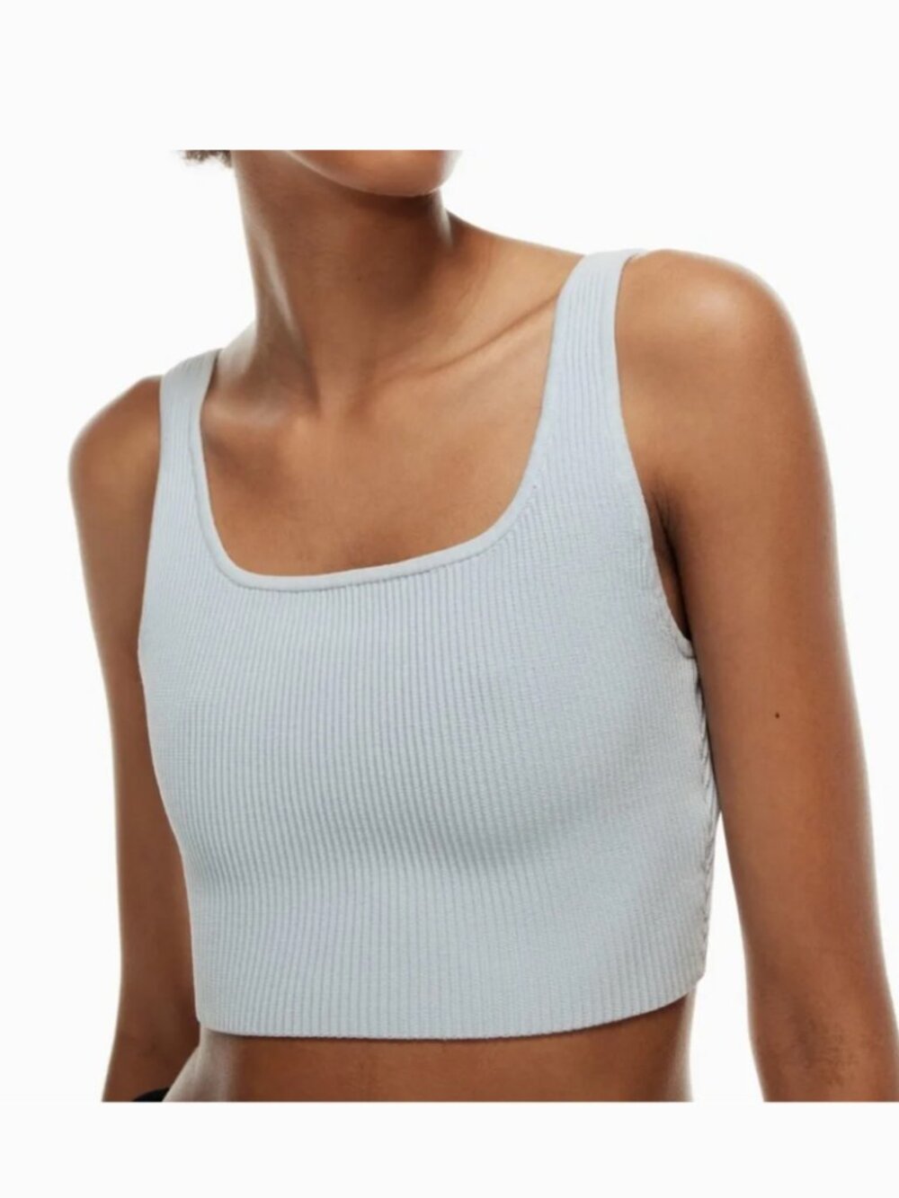 Aritzia Babaton Sculpt Knit Cropped Tank Light Blue Medium